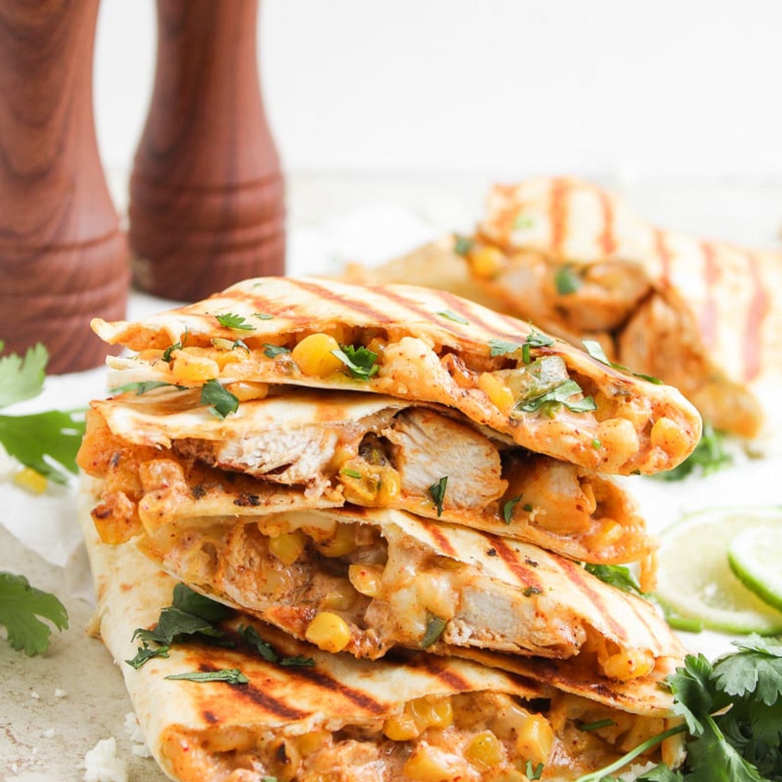 Street Corn Chicken Quesadillas