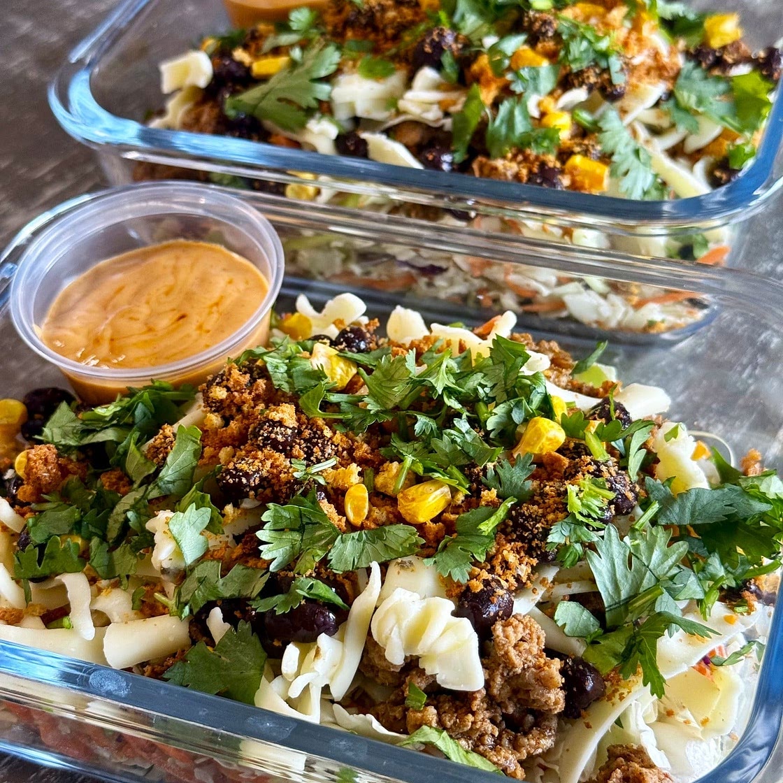 High Protein Turkey Taco Meal Prep Salads