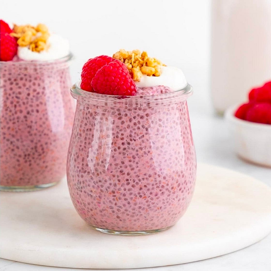 Raspberry coconut chia seed pudding