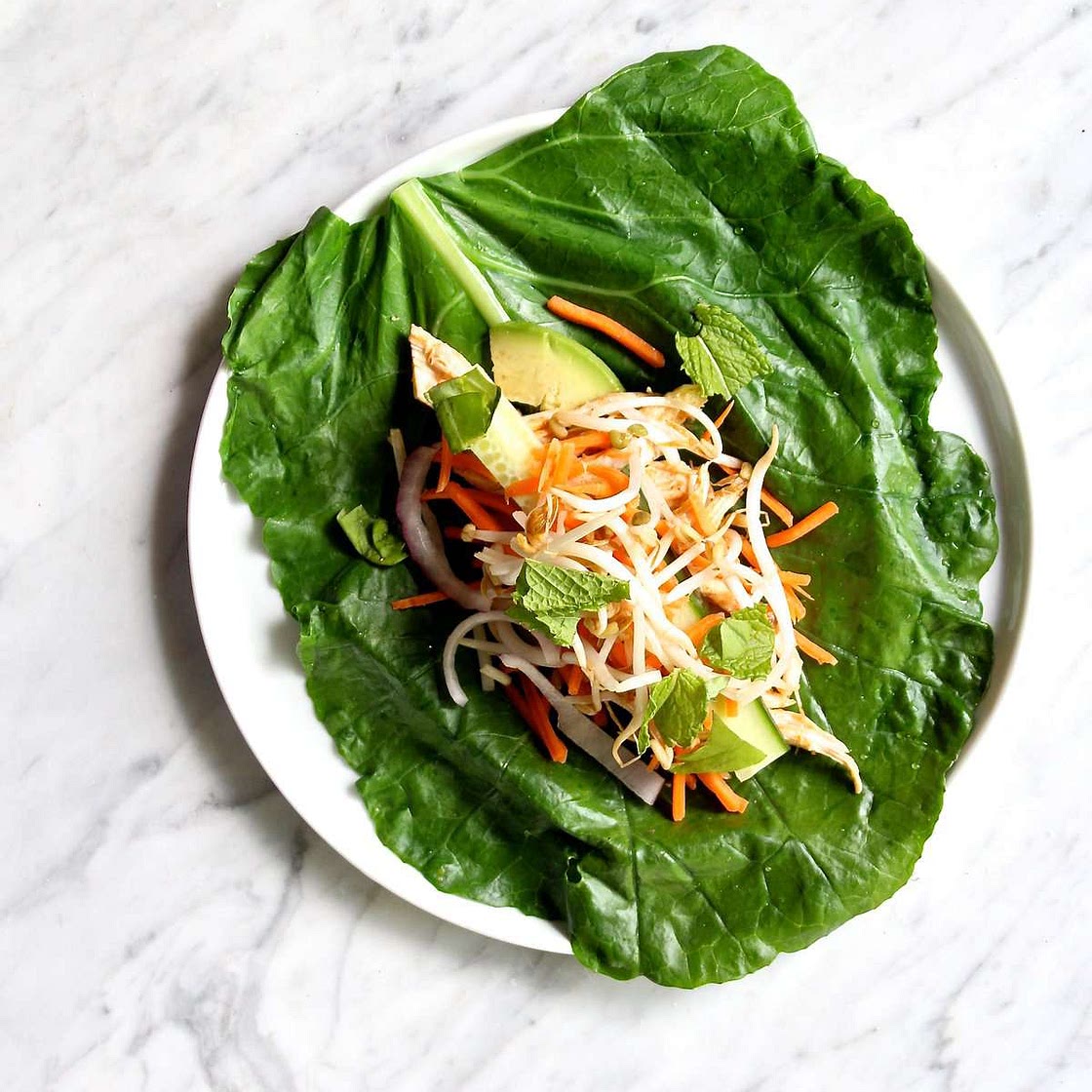 Whole30 Collard Green Spring Rolls with "Peanut" Sauce