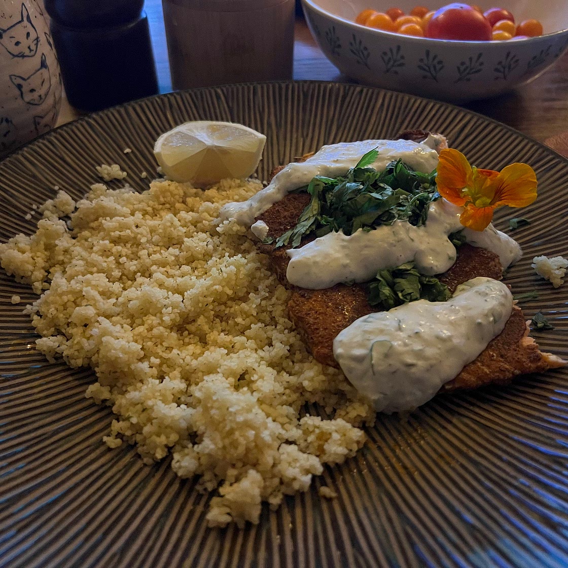 Moroccan Spiced Salmon with Lemon Yogurt Sauce