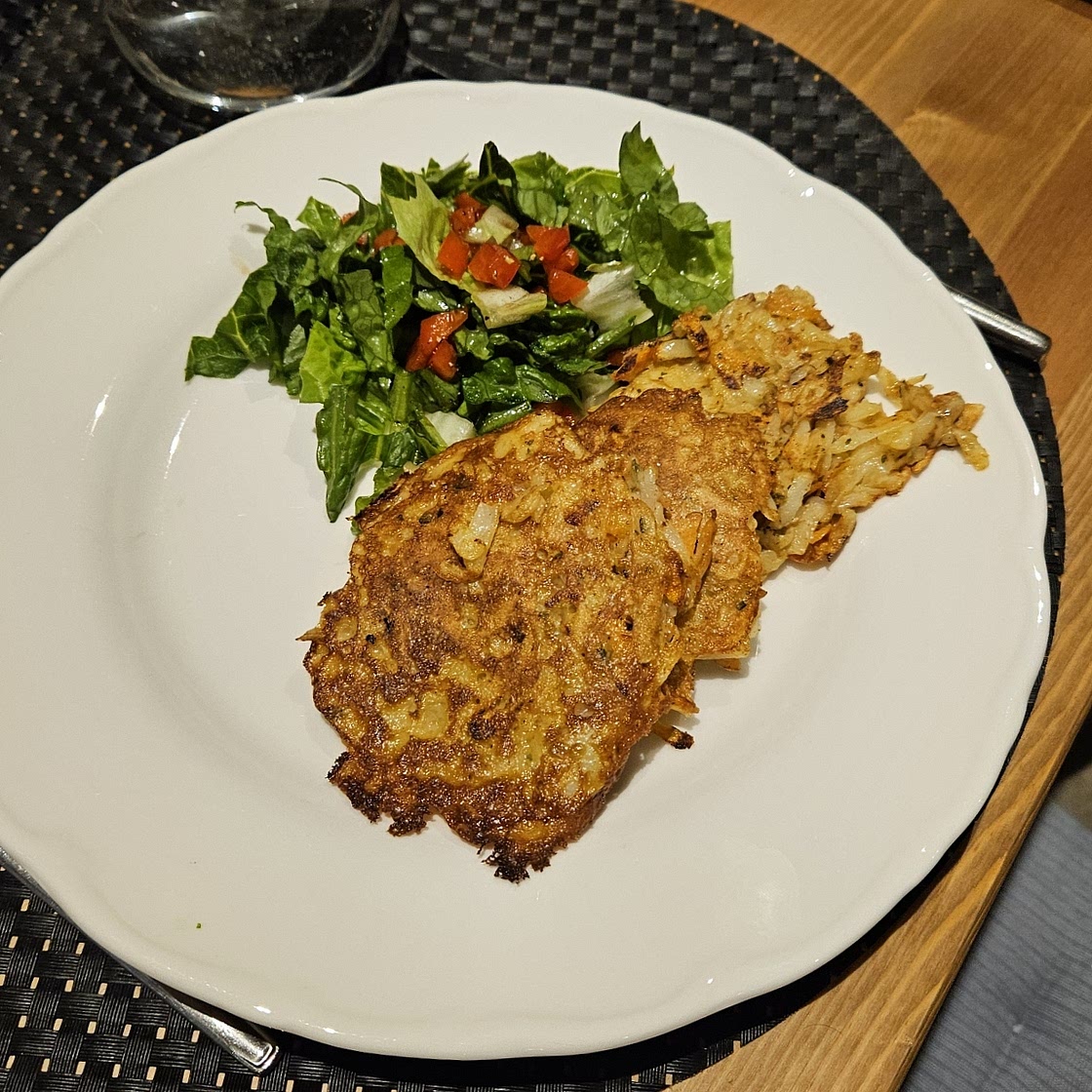Potato and Carrot Fritters with Red Capsicum Relish