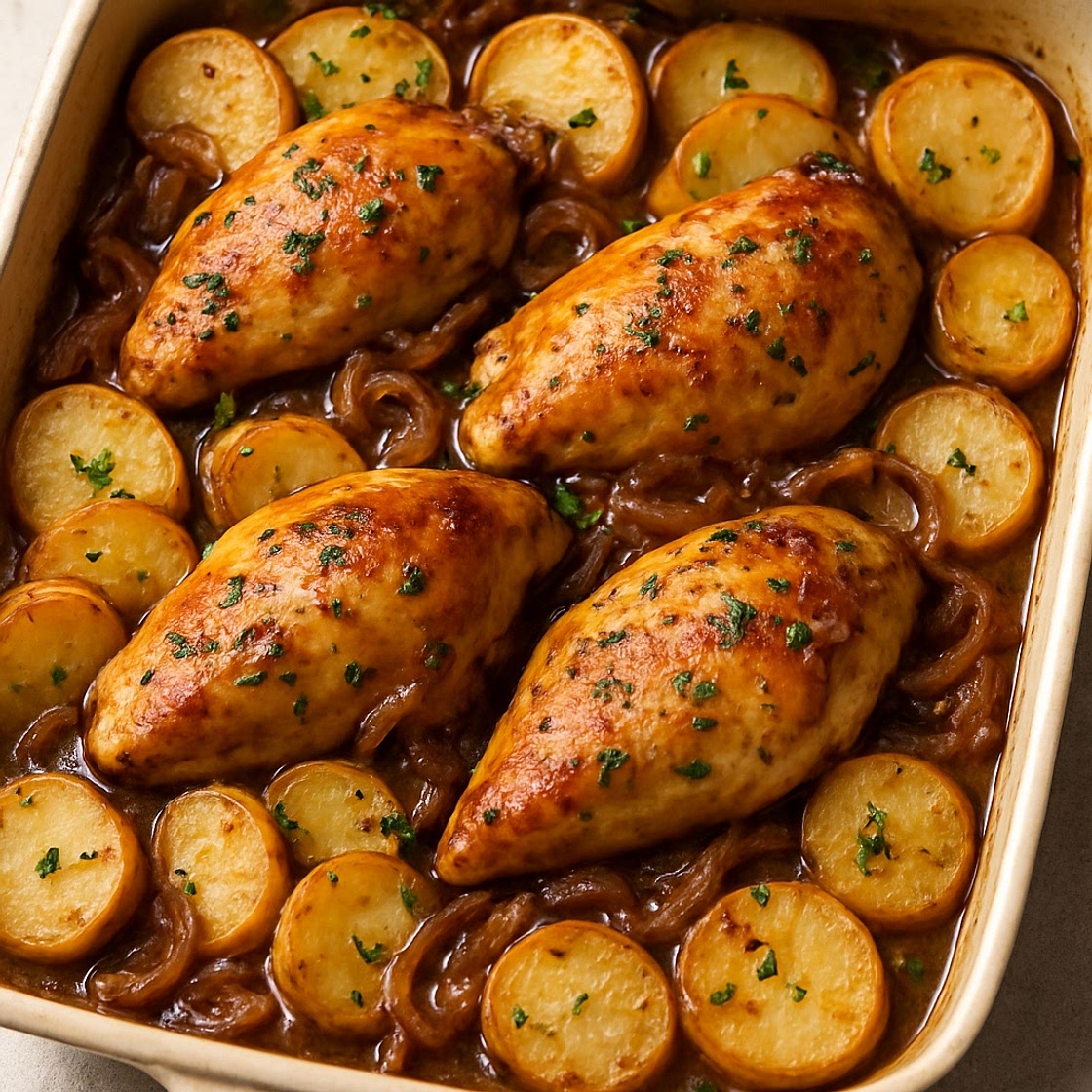 French Onion Chicken & Potato Bake