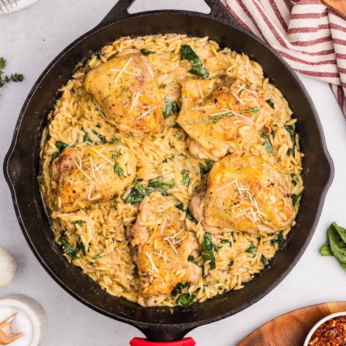 Chicken Orzo Bake with Lemon and Parmesan