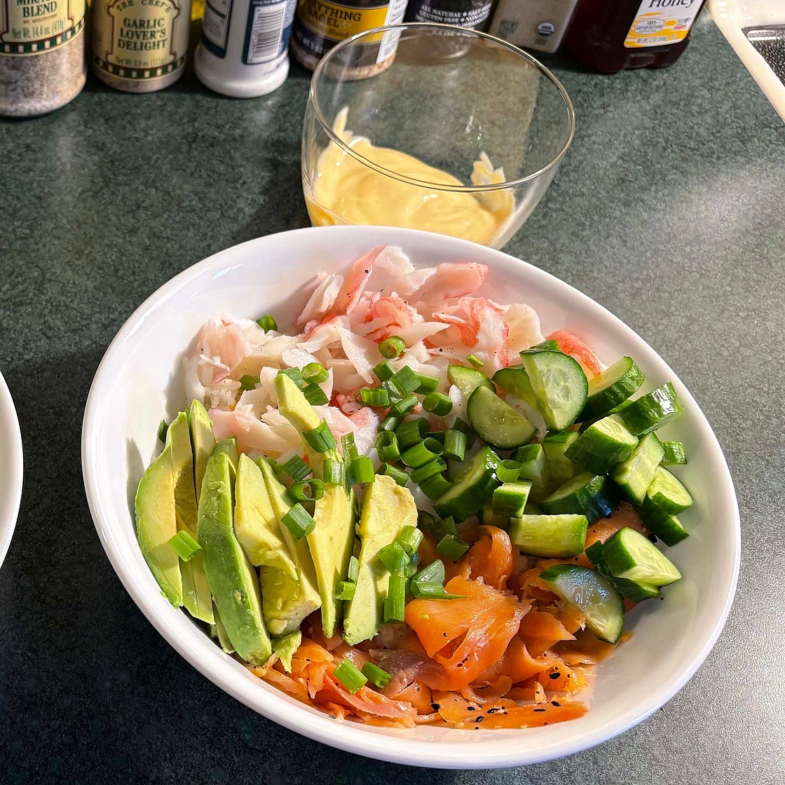 California Sushi Roll Bowls with Cauliflower Rice Meal Prep