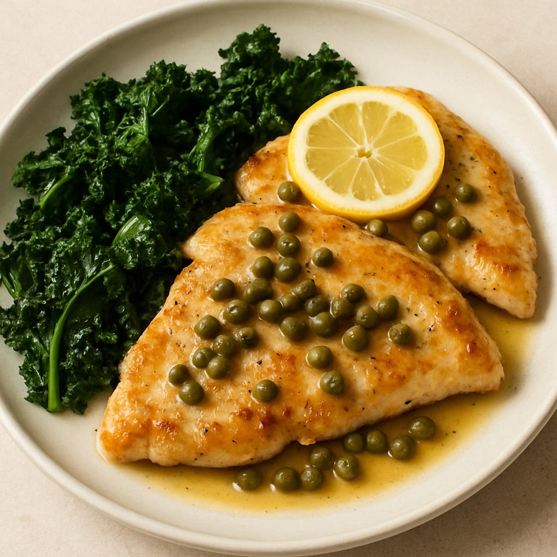 Kale and Chicken “Piccata”