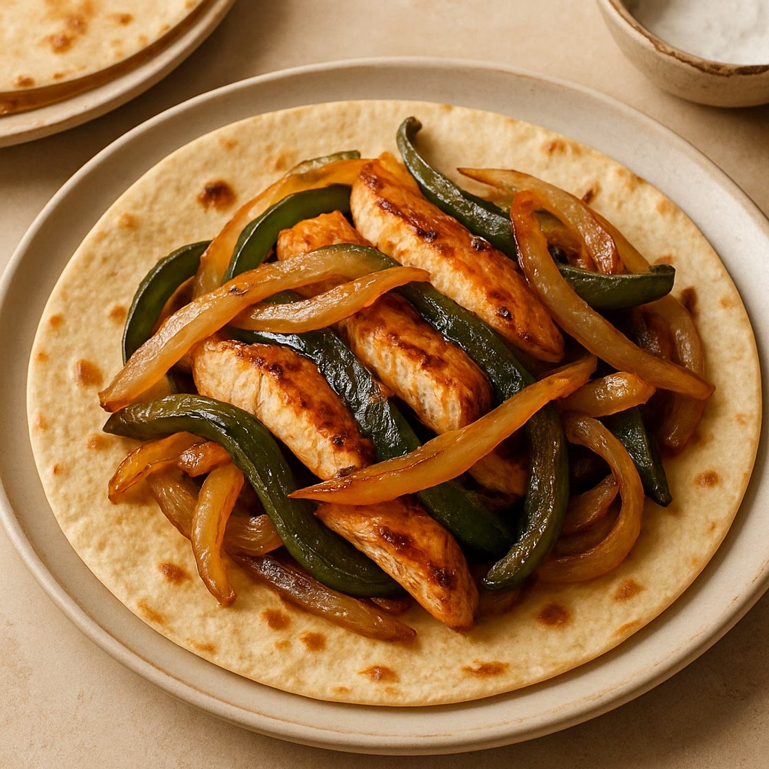 Chicken Fajitas with Poblanos + Onions