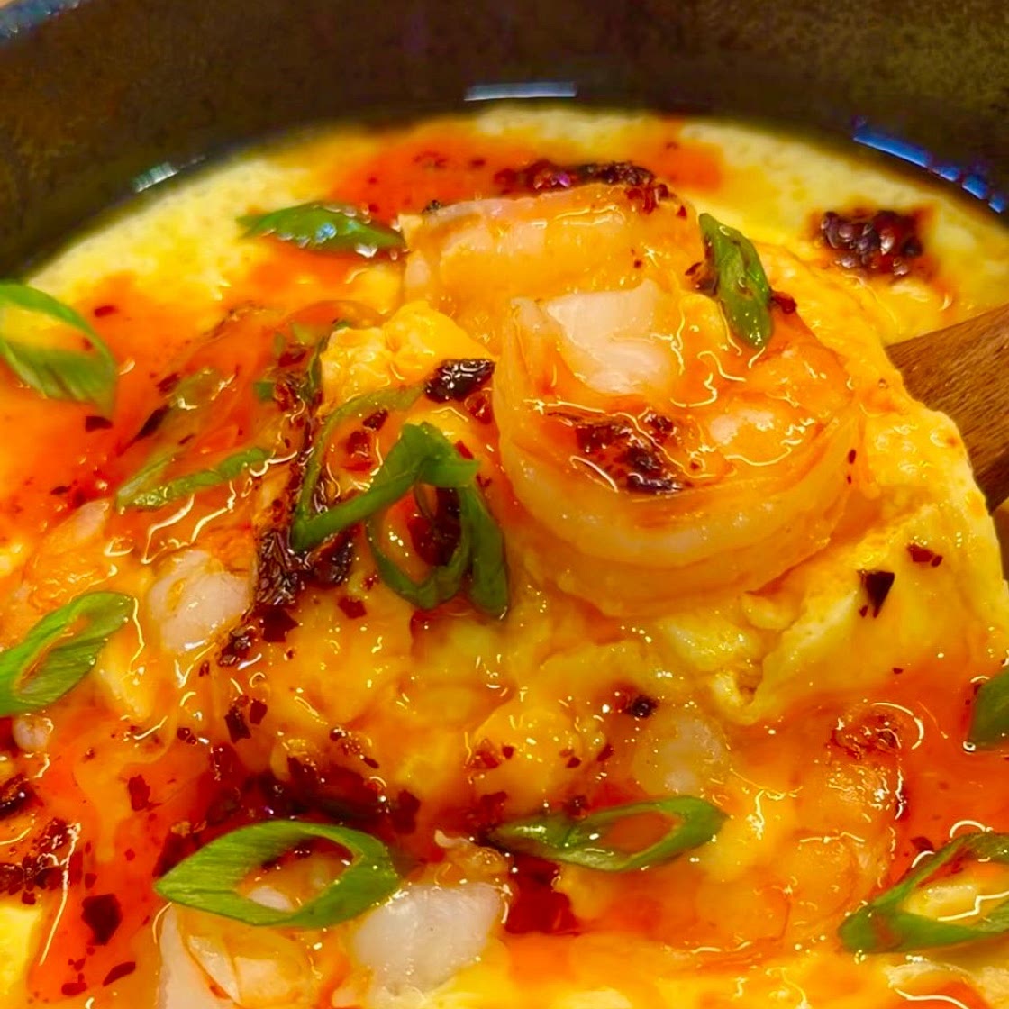 Tofu egg and prawn steamed custard