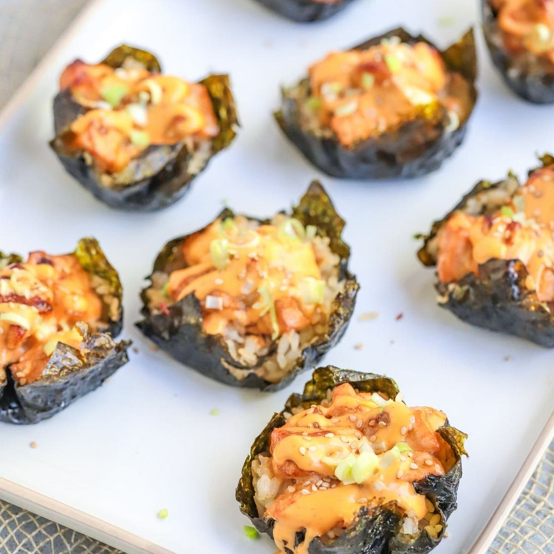 Baked Salmon Sushi Cups
