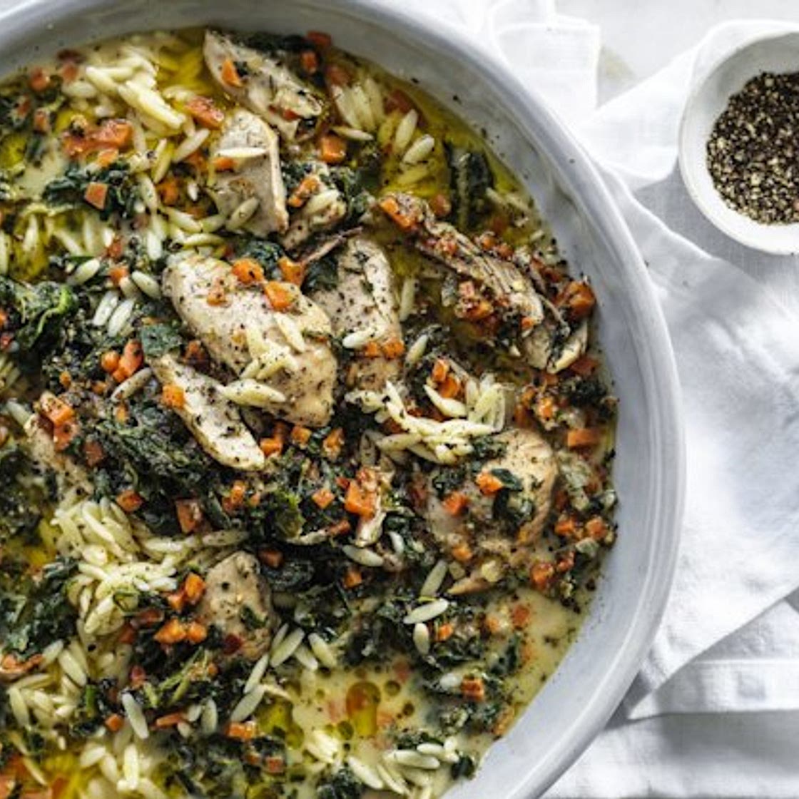 Danielle Alvarez's lemony chicken and orzo stew
