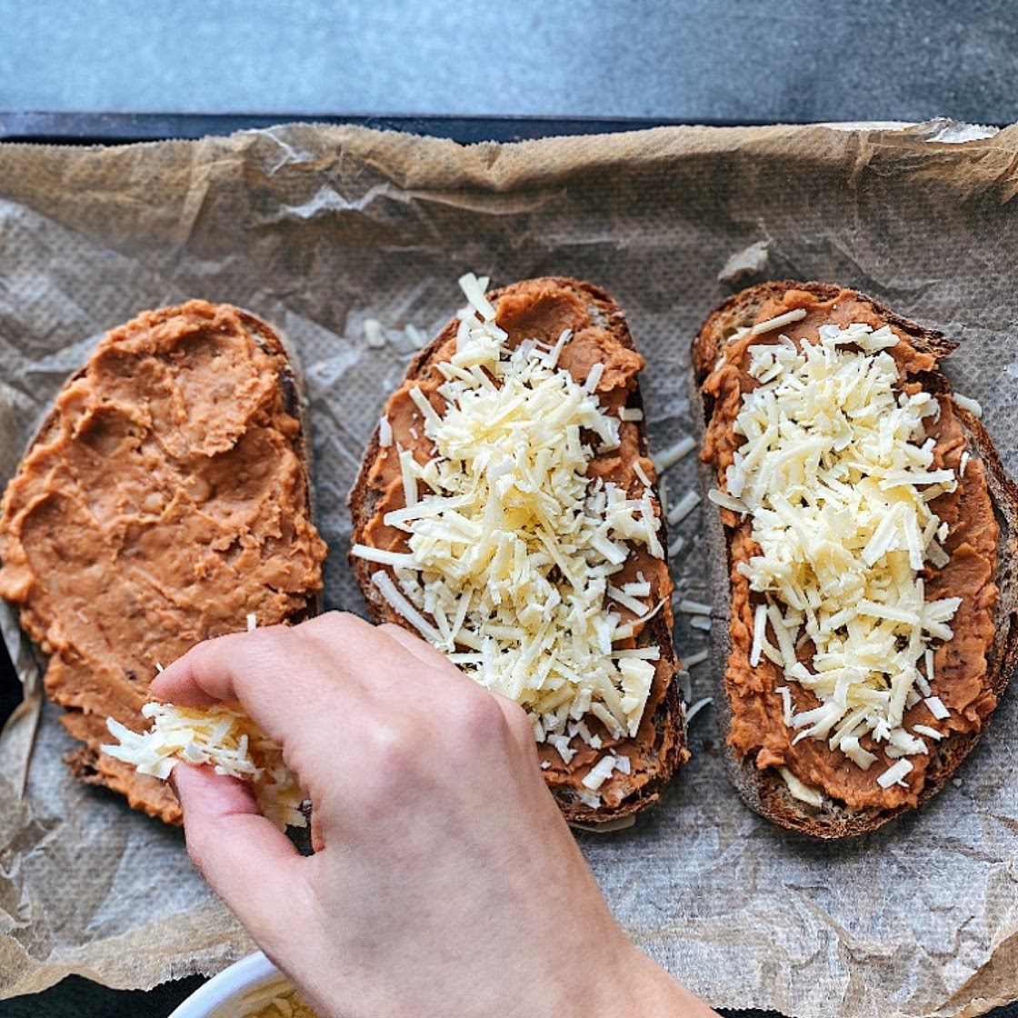 Mexican Molletes with Refried Beans