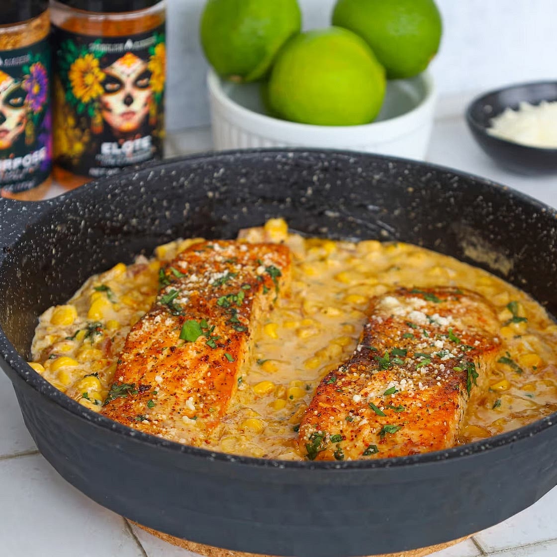 Skillet Street Corn Salmon