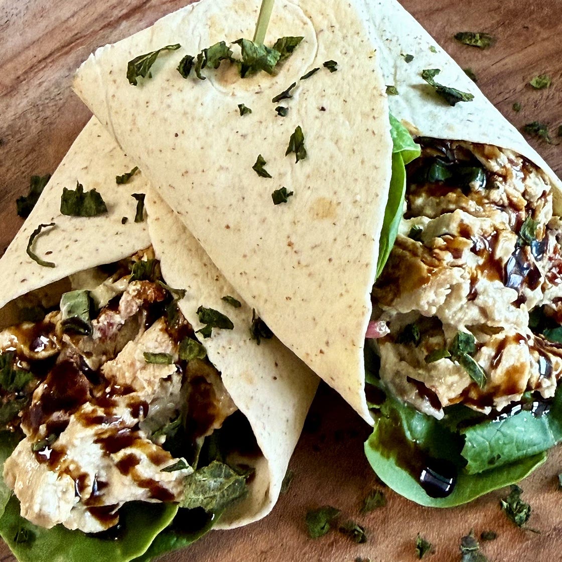 High Protein Feta Chicken Salad Wraps