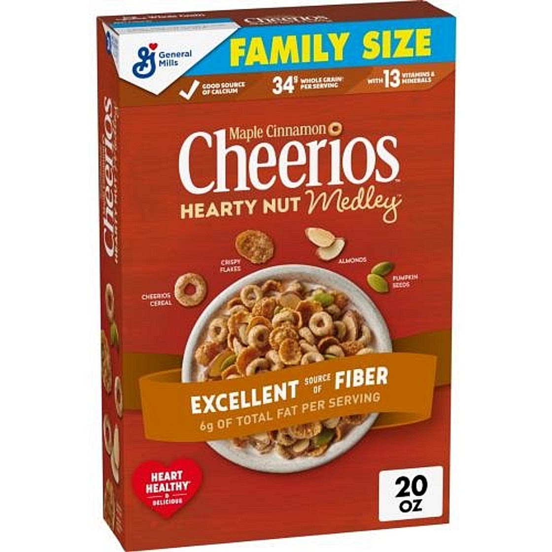 Breakfast: Cheerios Hearty Nut Medley Breakfast Cereal, Maple Cinnamon Flavored,