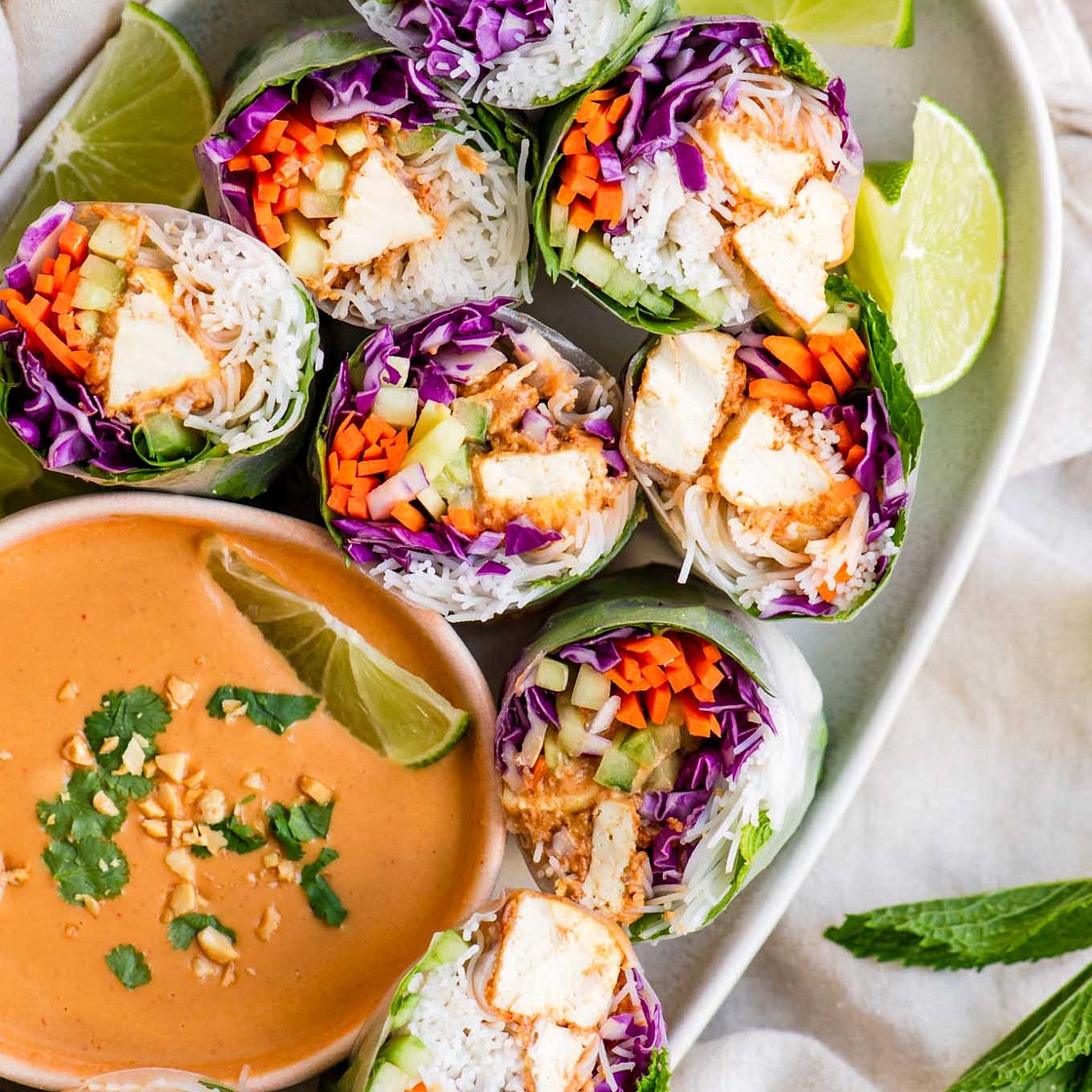 Peanut Tofu Spring Rolls