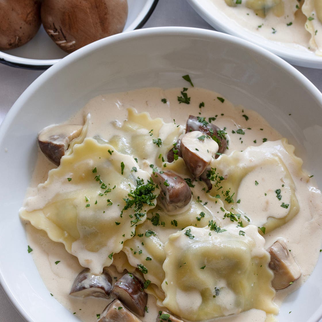 Ravioli with Creamy Mushroom Sauce