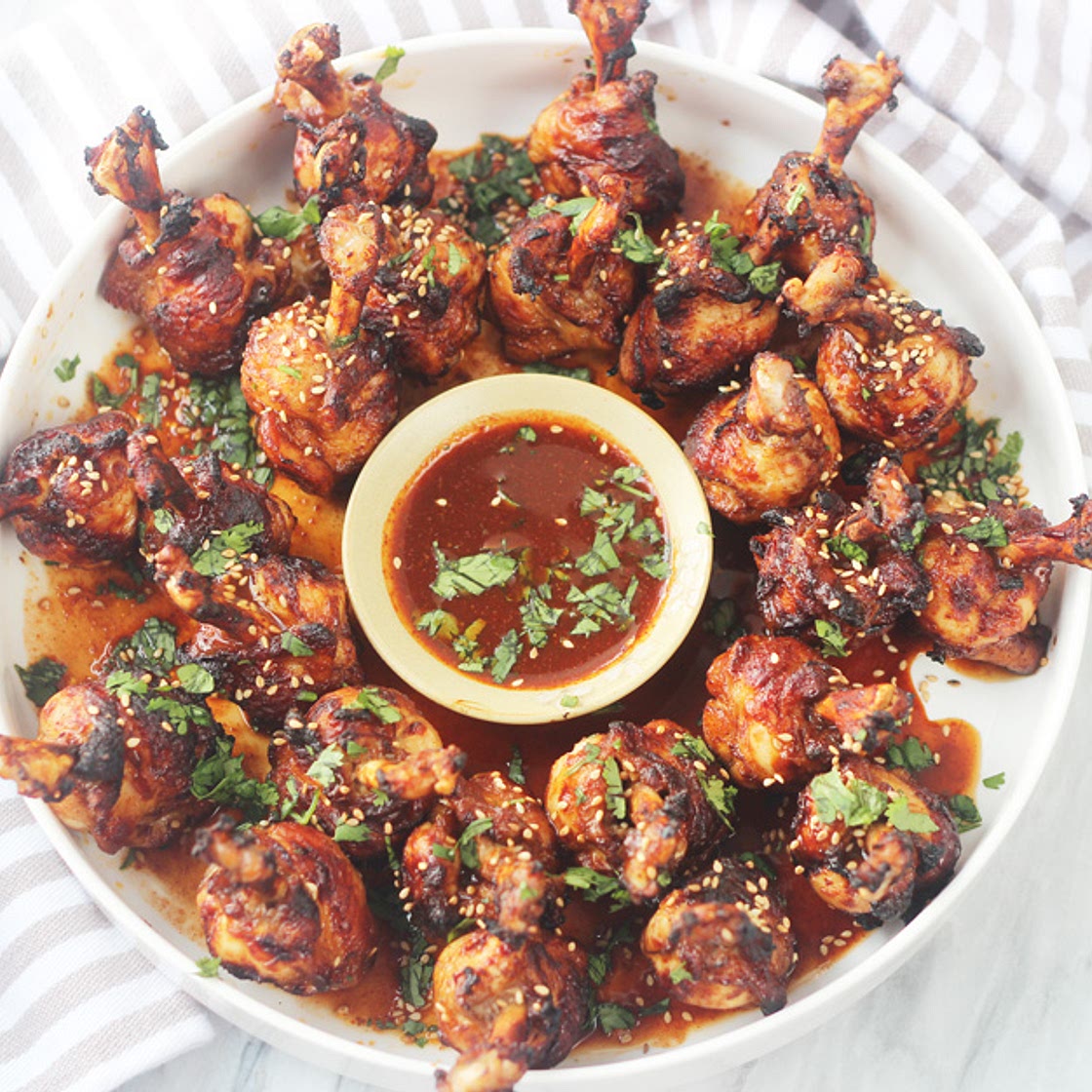 Whole30/Paleo airfried lollipop chicken with spicy pineapple dipping sauce