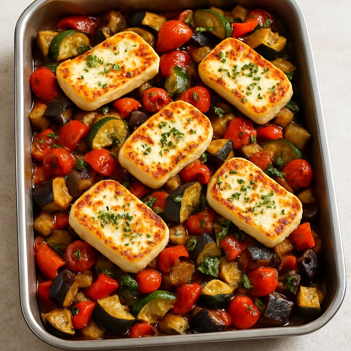 Halloumi and Ratatouille Traybake