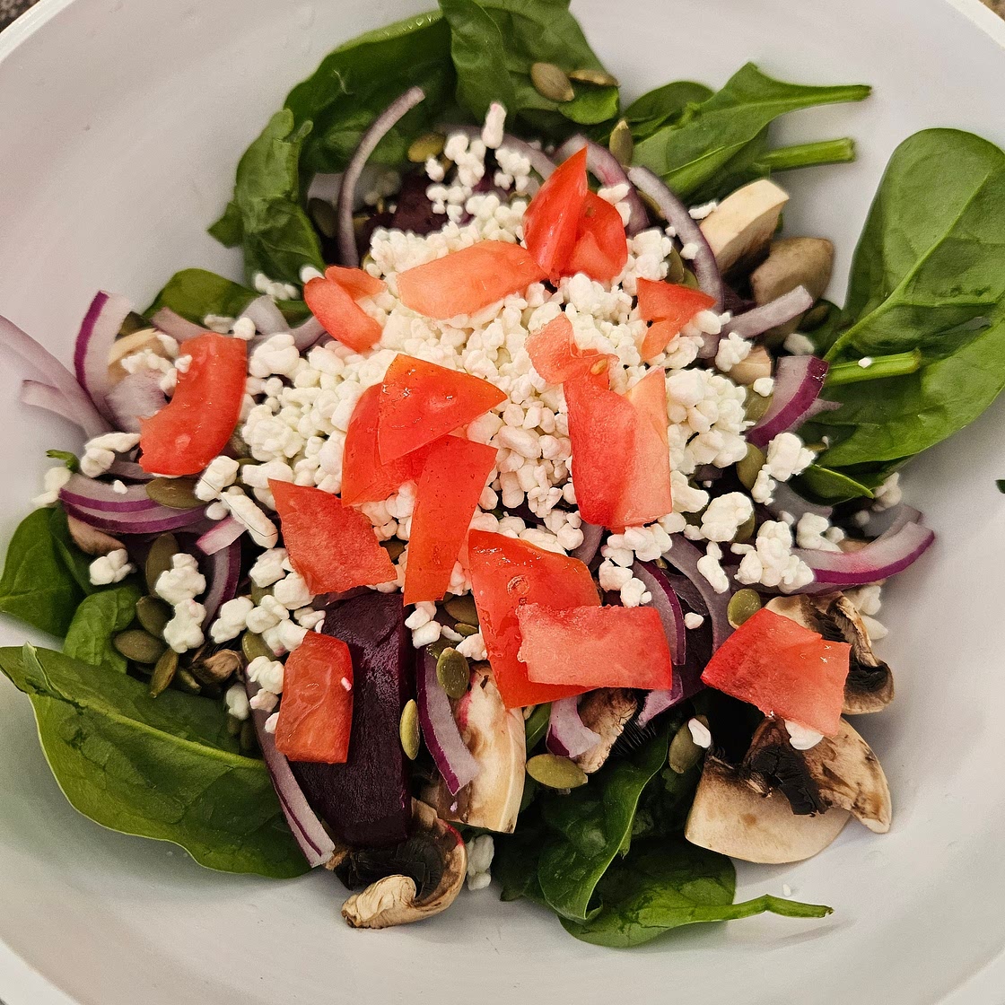 Beet & Goat Cheese Spinach Salad