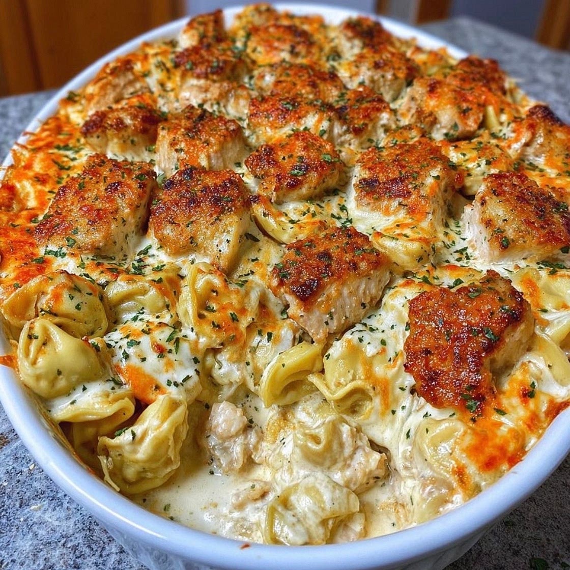 Creamy Chicken Parmesan Tortellini  Bake