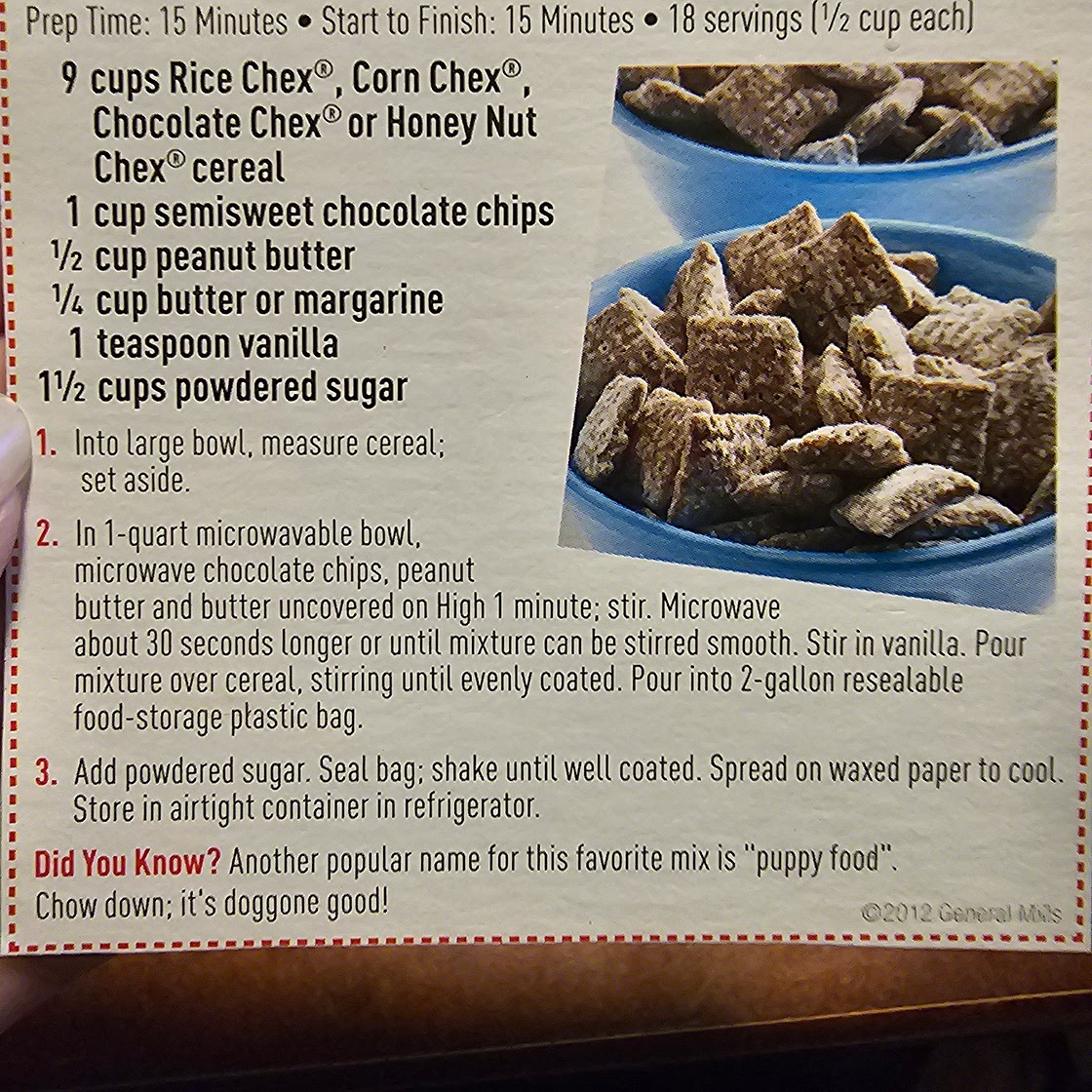 Chex muddy buddies ( puppy chow )