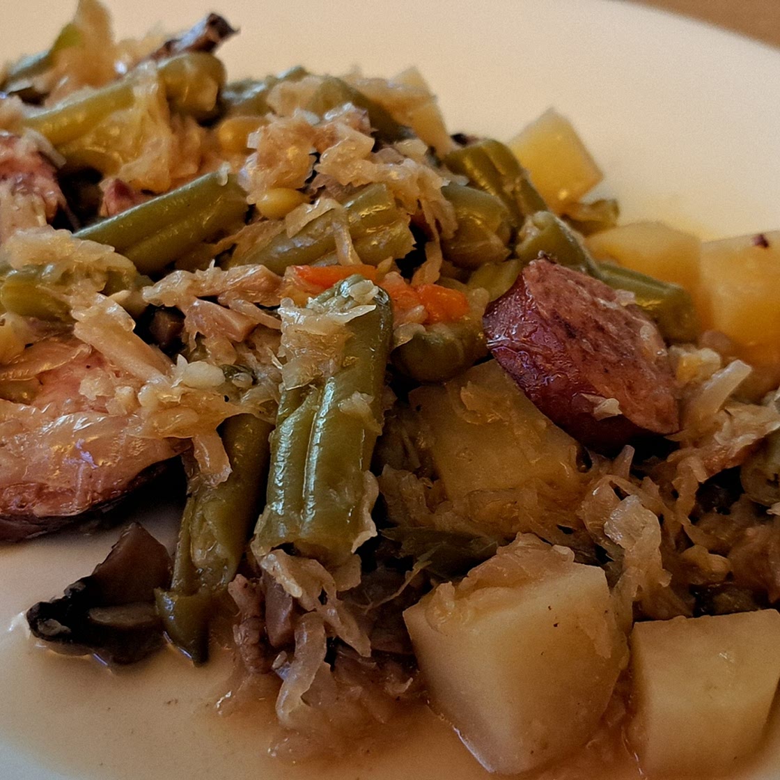 Andouille, Sauerkraut and Potatoes