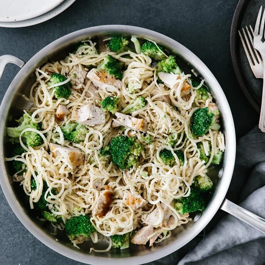 Parsnip Noodle Chicken Alfredo (gluten-free, dairy-free)