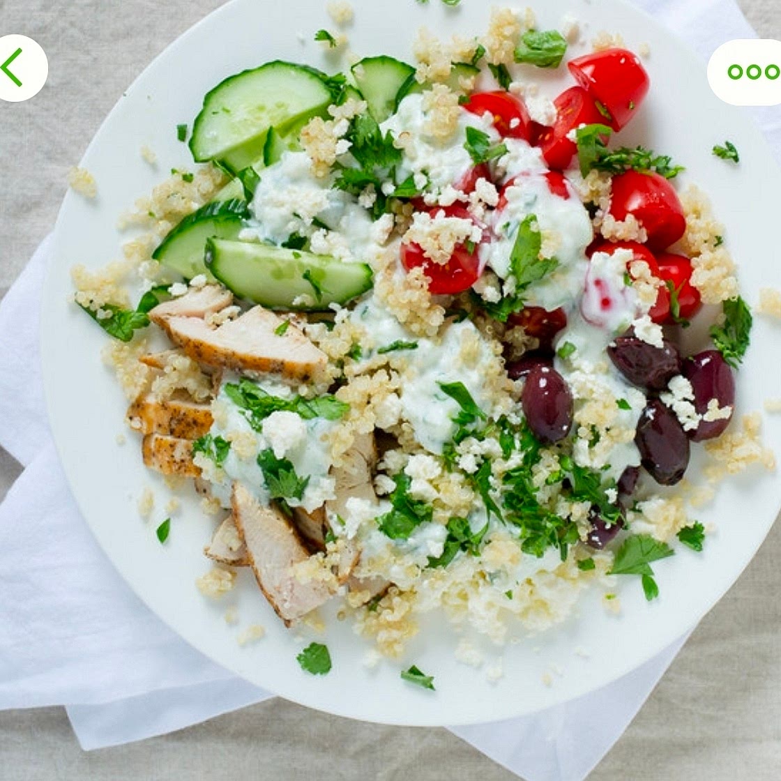Mediterranean Chicken Quinoa Bowl with Feta & Tzatziki