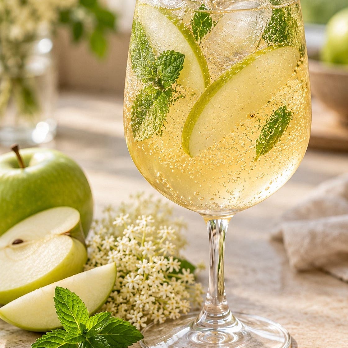 Apfel-Holunder-Spritz mit Minze