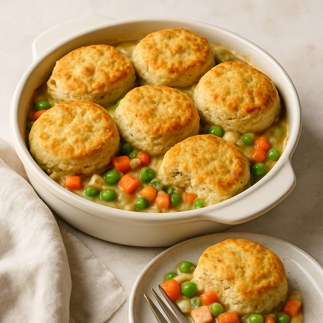 Healthy Pot Pie & Biscuits
