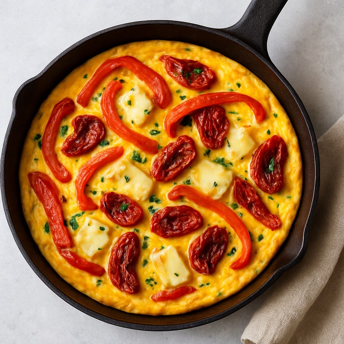 Roasted Pepper, Taleggio and Sun-Blushed Tomato Frittata