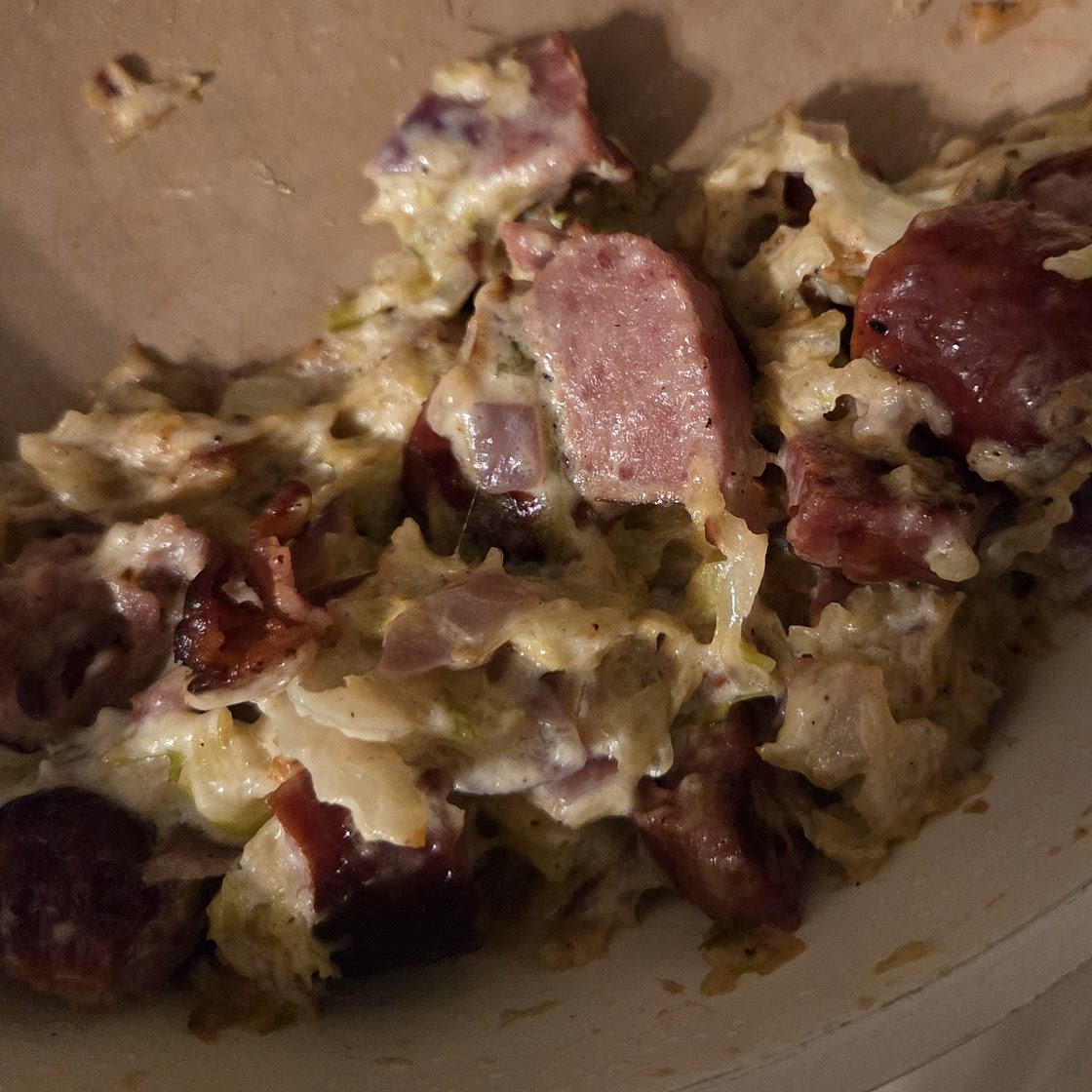 Cabbage Alfredo with Kielbasa
