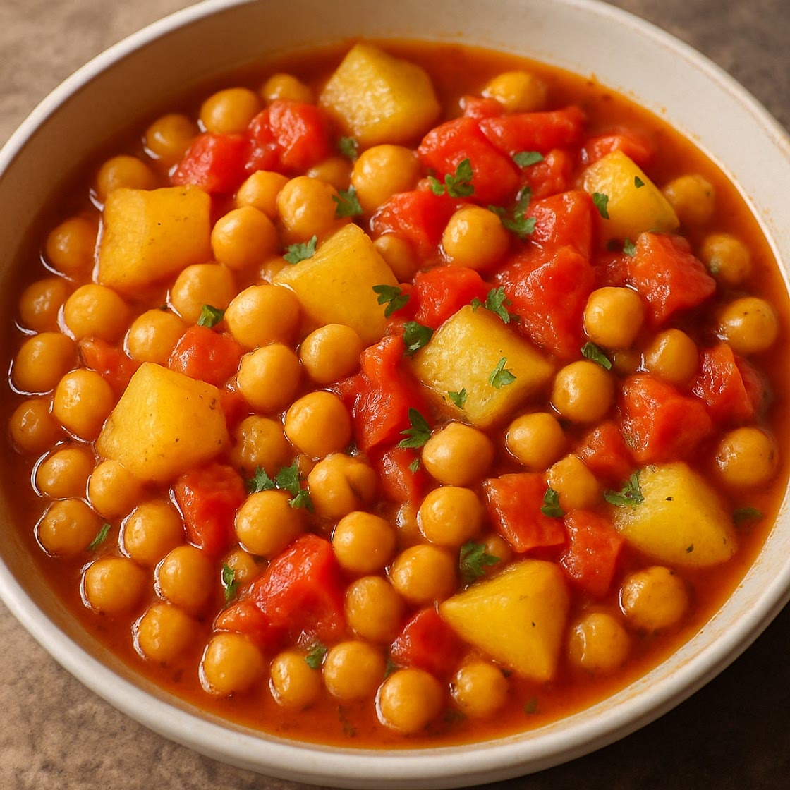 Chickpeas with Potatoes and Tomatoes