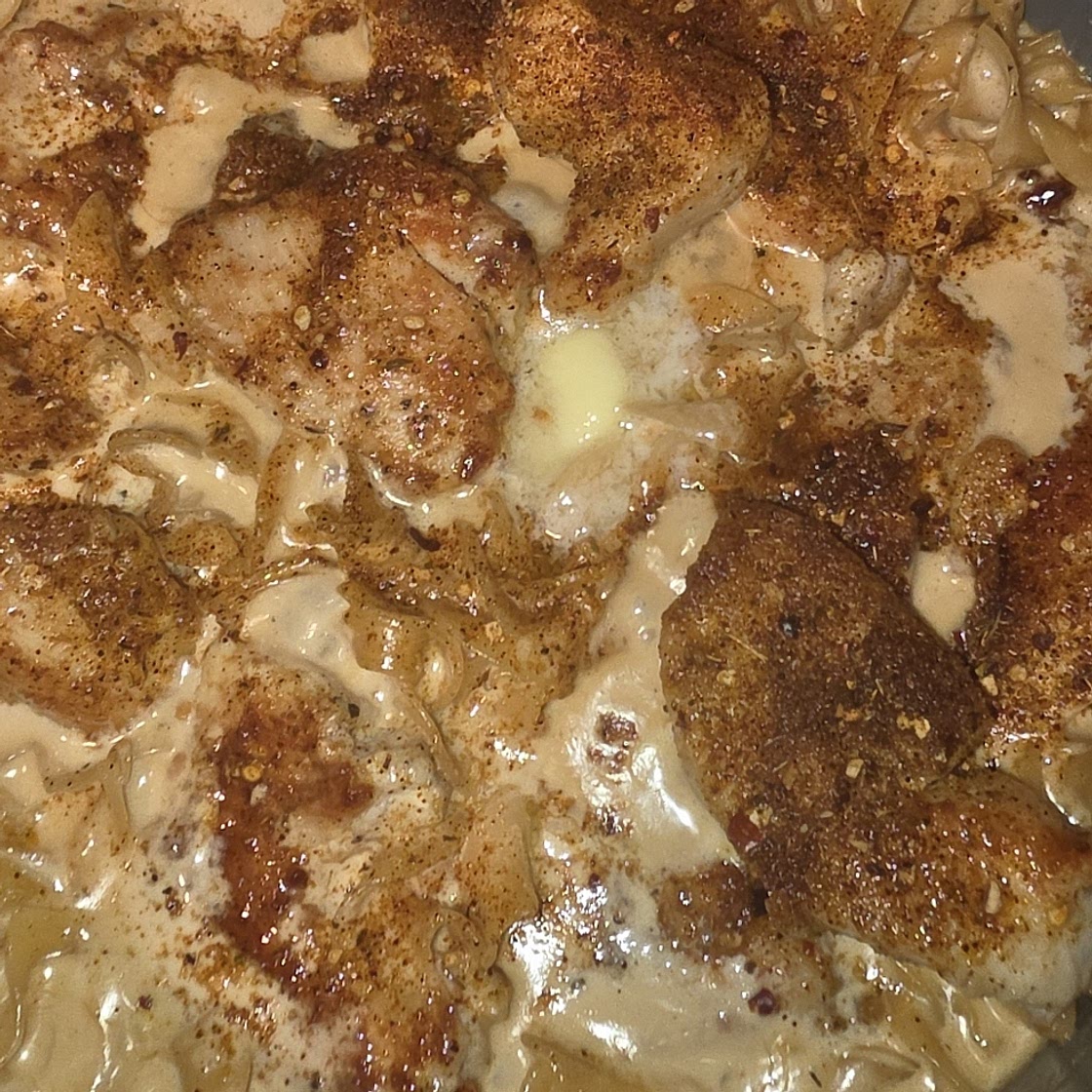 One Pan Creamy Garlic Butter Chicken with Egg Noodles