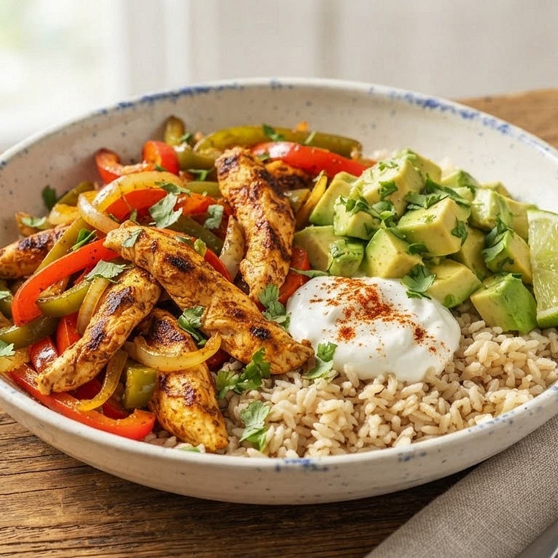 Chicken Fajita Bowl with Avocado