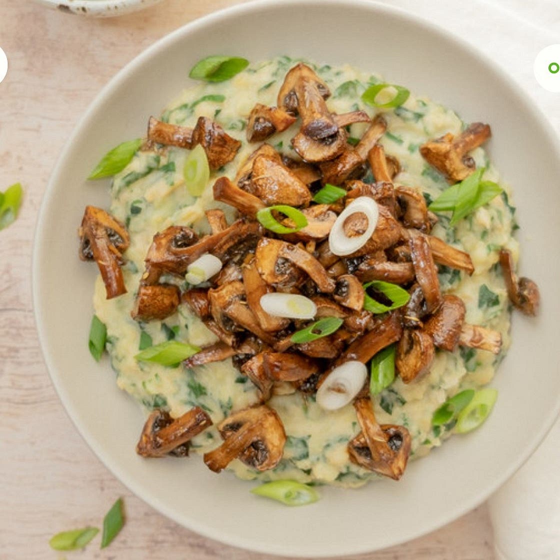 Balsamic Roasted Mushrooms with Cheesy Garlic & Kale Mashed Potatoes