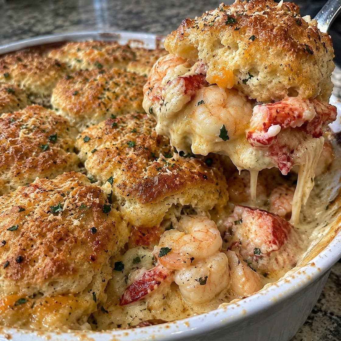 Shrimp & Lobster Cheddar Bay Biscuit Pot Pie