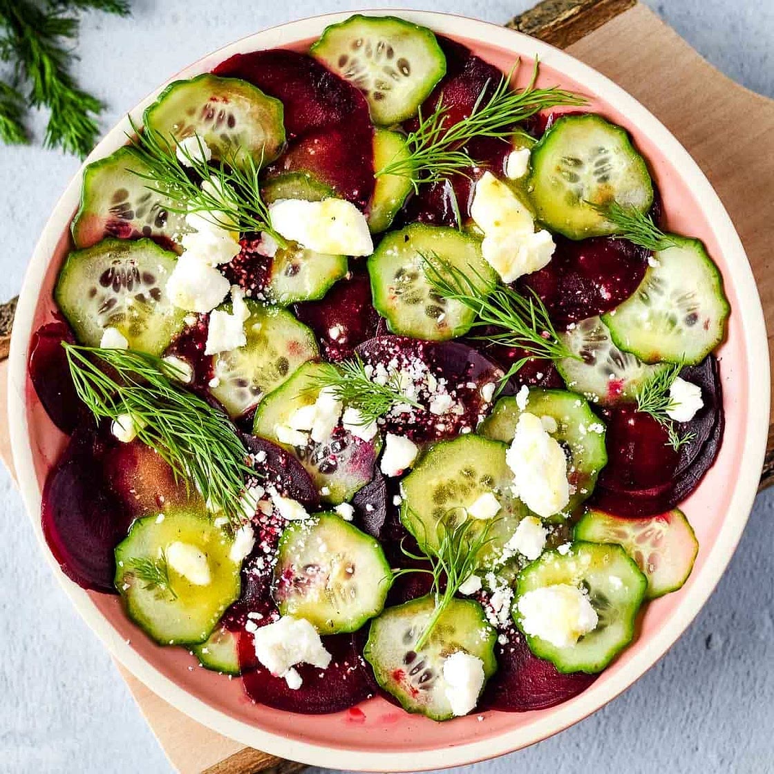 Beet Cucumber Salad with Feta and Dill