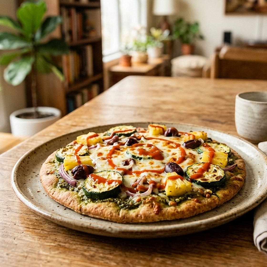 Anti-Inflammatory Green Pesto & Pineapple Pita Pizza