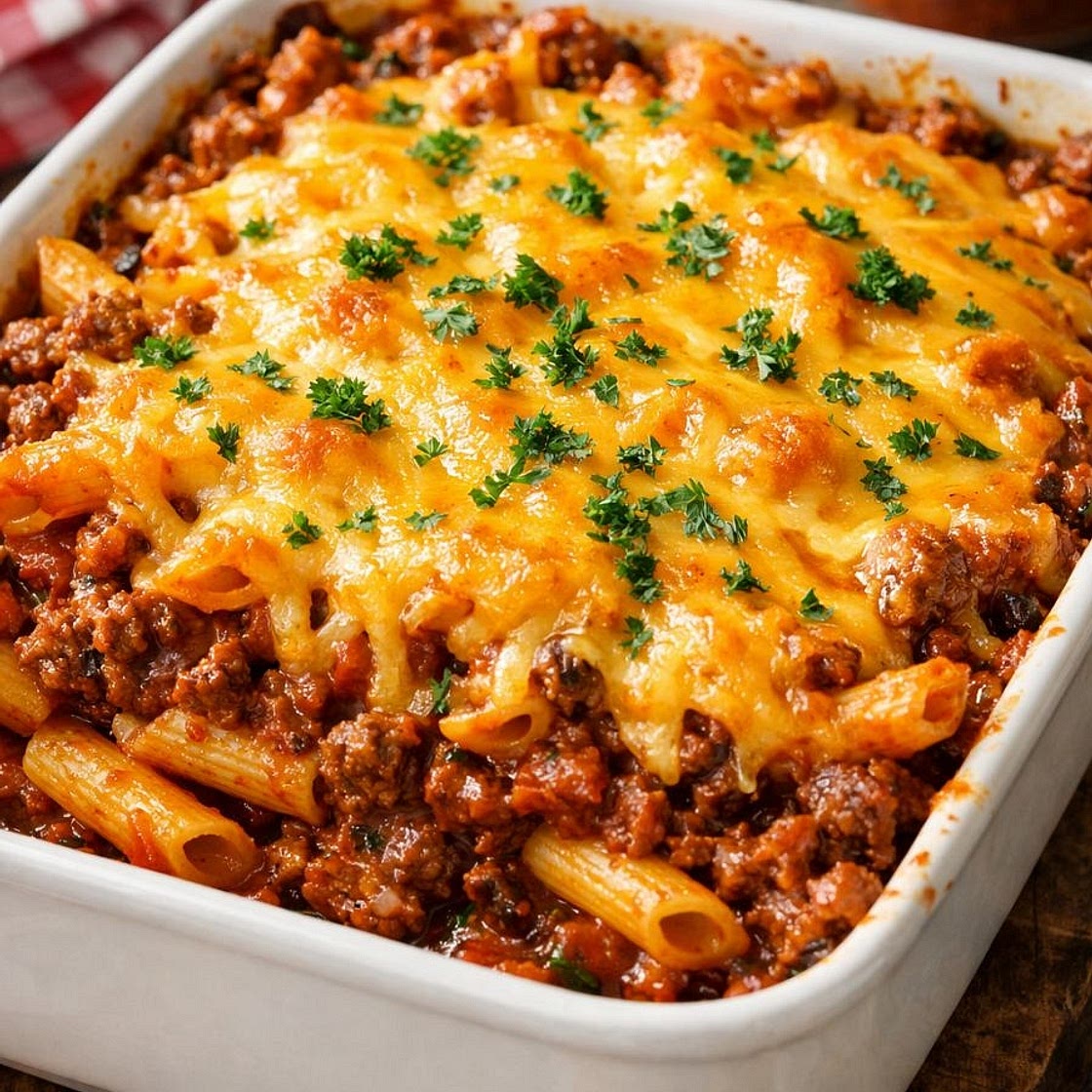 5-Ingredient Amish Sloppy Joe Penne Casserole
