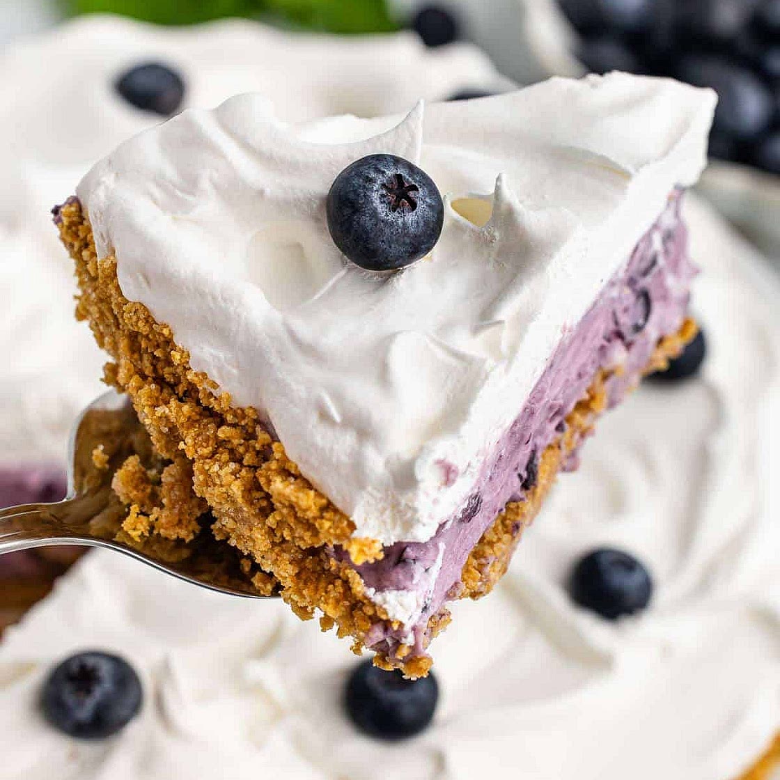 No Bake Blueberry Marshmallow Pie 🫐