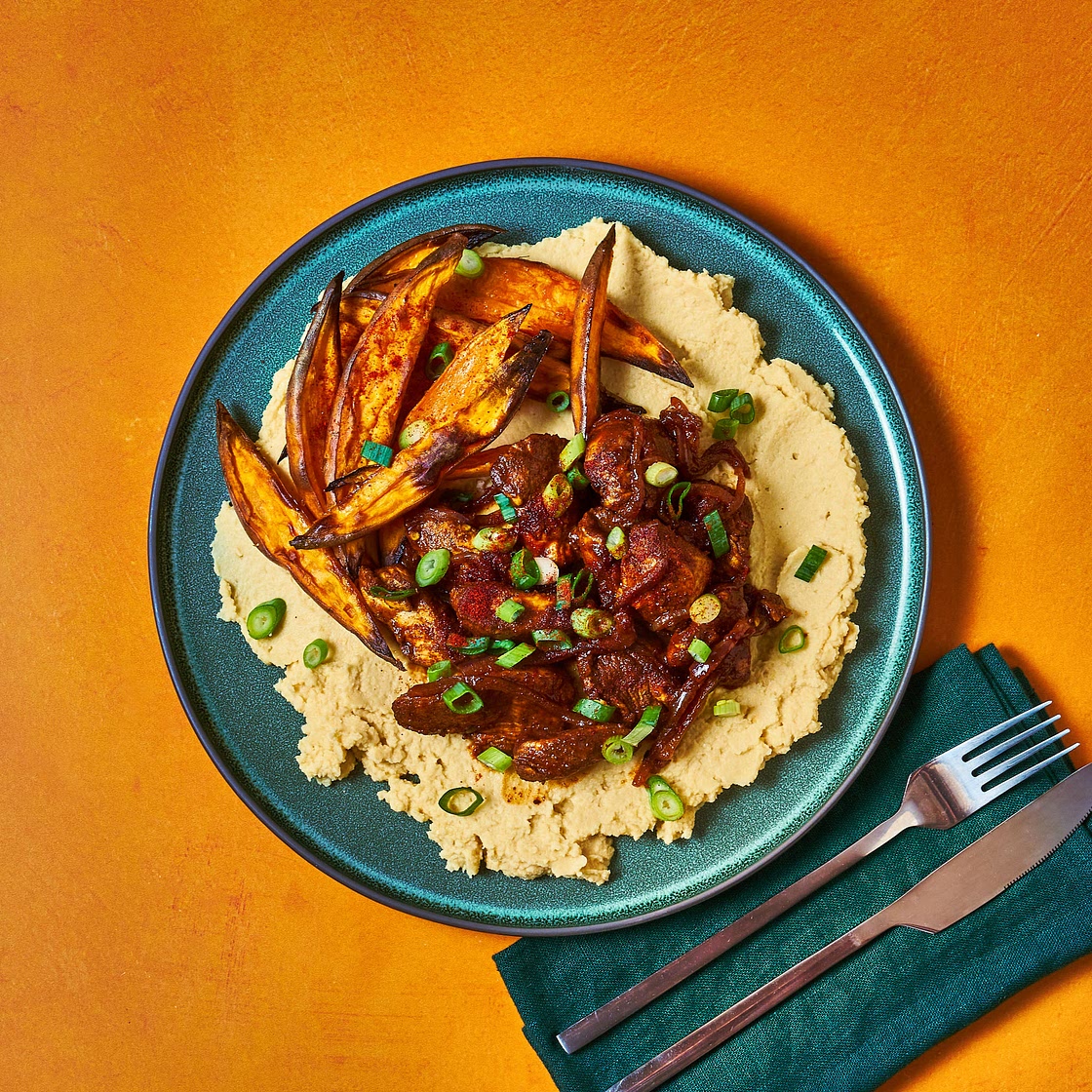 Chicken & Hummus Bowl With Sweet Potato Wedges