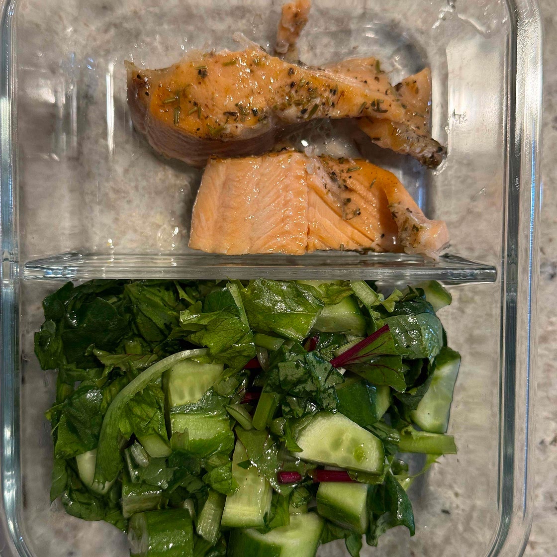 Trout serve with greens