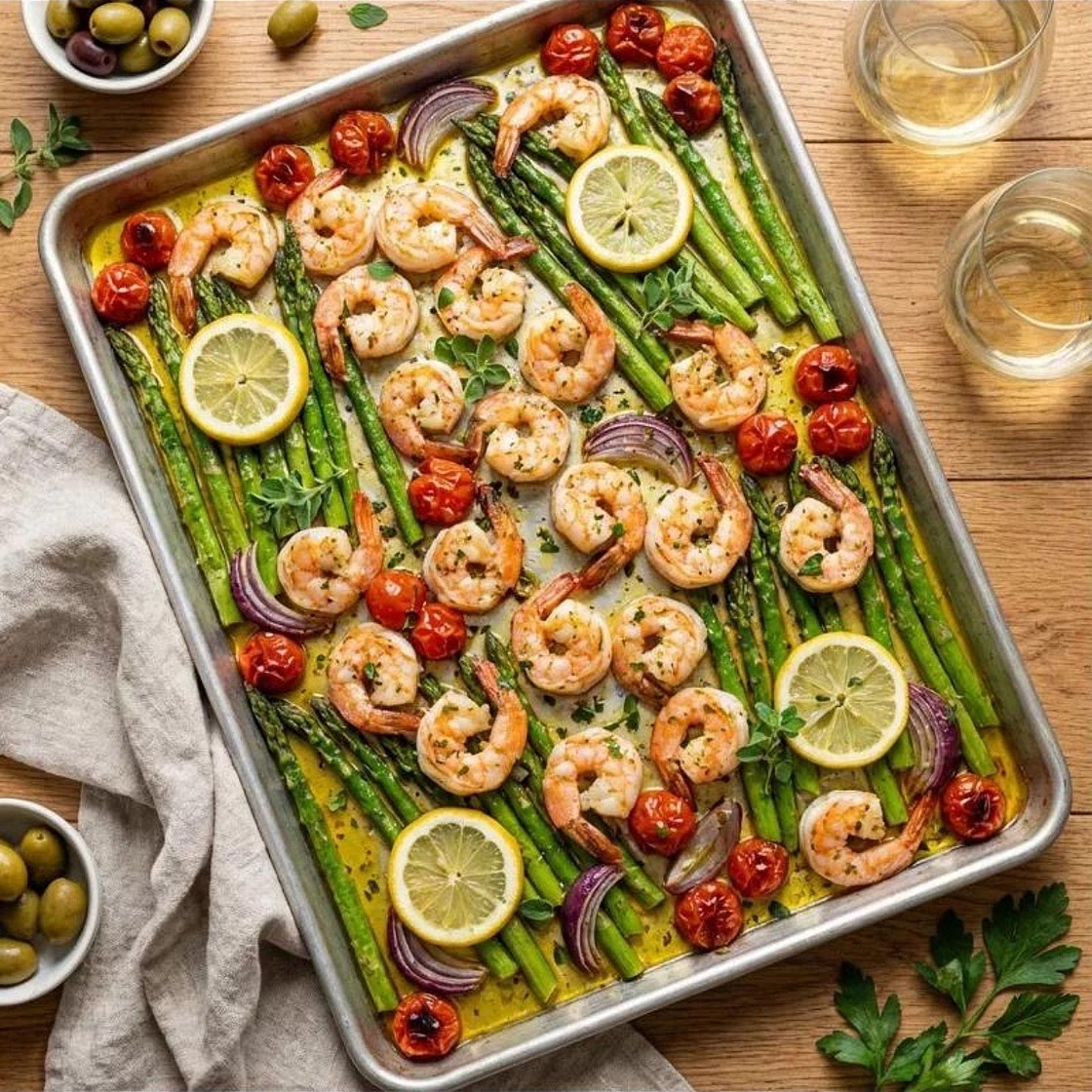 Sheet Pan Mediterranean Shrimp and Veggies 