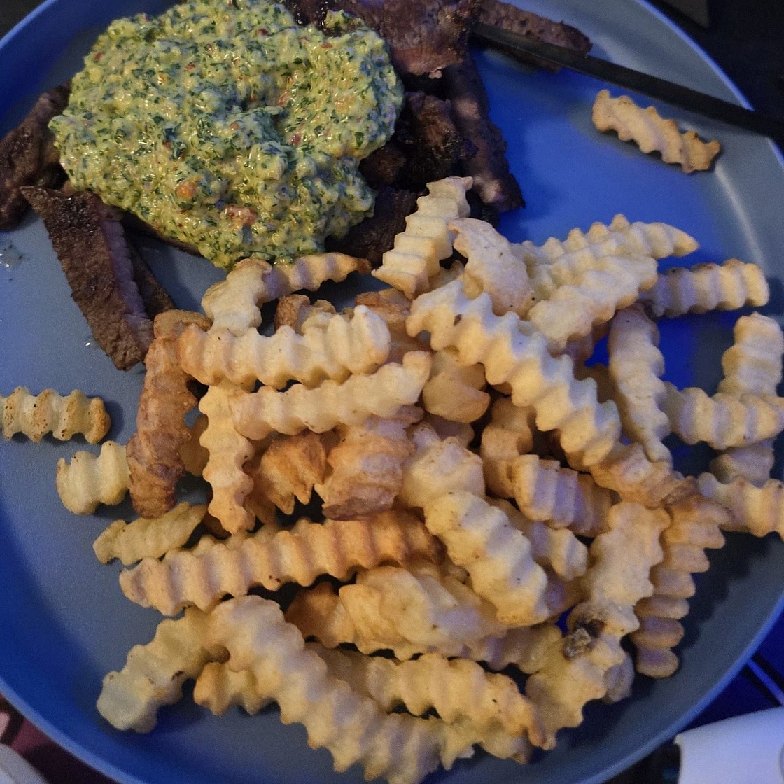 Steak with chimichurri sauce