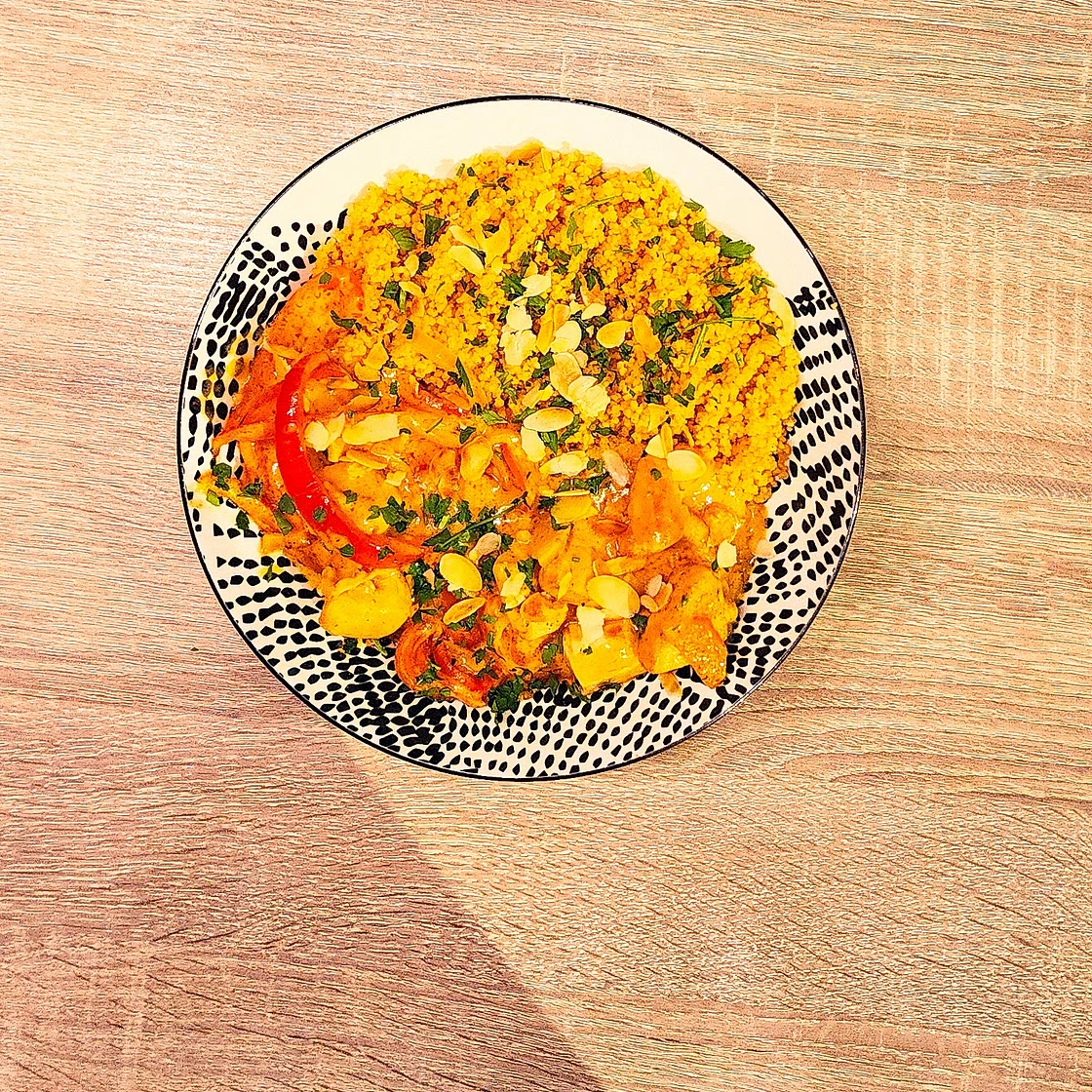 Mijoté crémeux de poulet aux abricots & amandes
