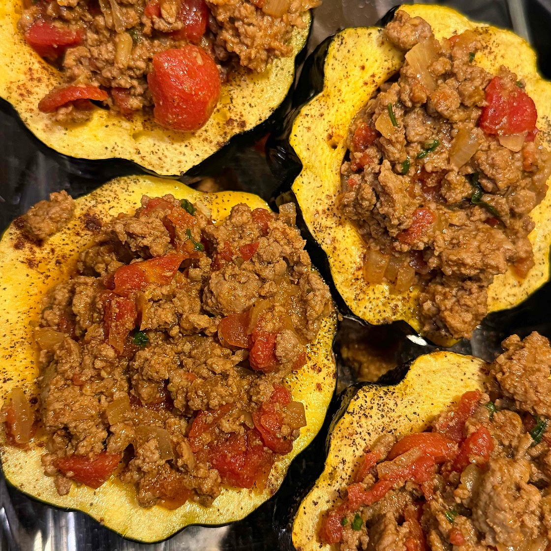 Whole30 Acorn Squash Stuffed with Curried Beef