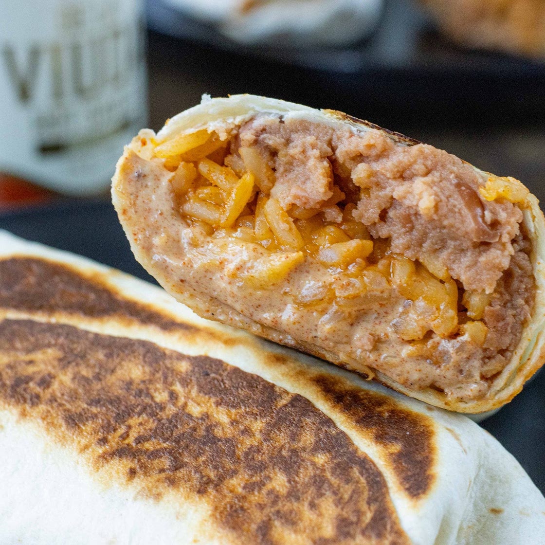 Cheesy Bean Rice Burrito