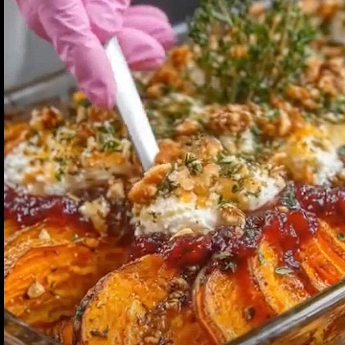 Roasted Sweet Potatoes with Whipped Feta & Walnuts