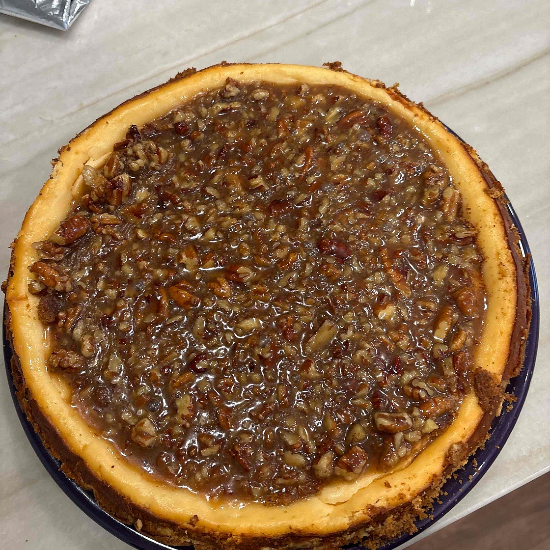 Brown Butter Salted Caramel Pecan Pie Cheesecake (Lactose-Free)